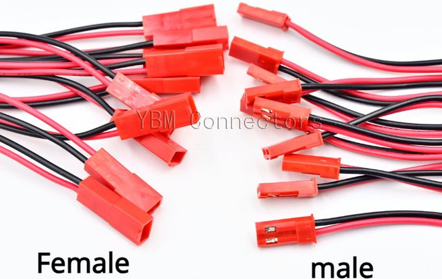 20 Stück JST 2-Pin Stecker und Buchsen Set mit 10 cm Kabel in Rot für RC Modelle und Spielzeug, 22AWG - Bild 1
