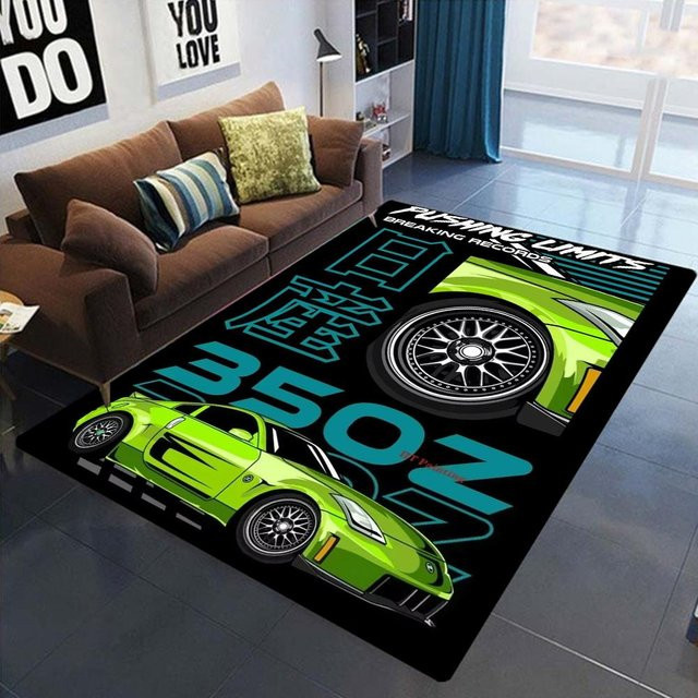 Karpetti Bodenmatte im Retro J-JDM Auto-Design, rutschfest und modern, Farbe: Schwarz, B/T: 60 x 40 cm - Bild 1