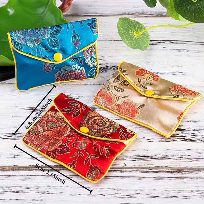 Baitaihem 6er-Pack Schmuck-Geldbörsen im chinesischen Seidenstil mit Brokat-Stickerei, Mehrfarbig - Bild 4