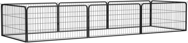 vidaXL 8 Tlg Hundelaufstall aus pulverbeschichtetem Stahl in Schwarz B: 100 cm, T: 50 cm - Bild 1