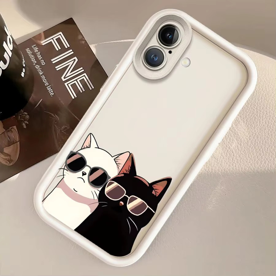Handyhülle Softcover mit Cartoon Hund und Katze für iPhone 11 12 13 14 15 16 17 Pro Max Plus Air 16e in Multicolour - Bild 2