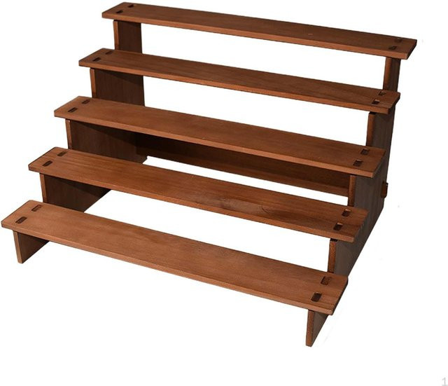 Qiline 5-stöckiger Präsentationsständer aus Holz in Braun, Mehrzweck-Dessert- und Cupcake-Organizer, B/T/H: 40 x 30 x 23,2 cm - Bild 1