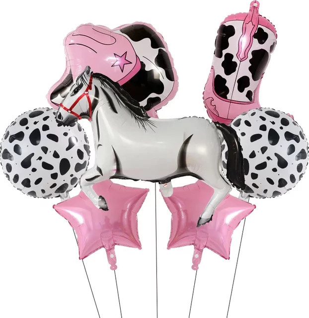 LQVYI Folienballons Set mit Pferd und Sternen in Multicolor für Geburtstag und Western Themenpartys - Bild 1
