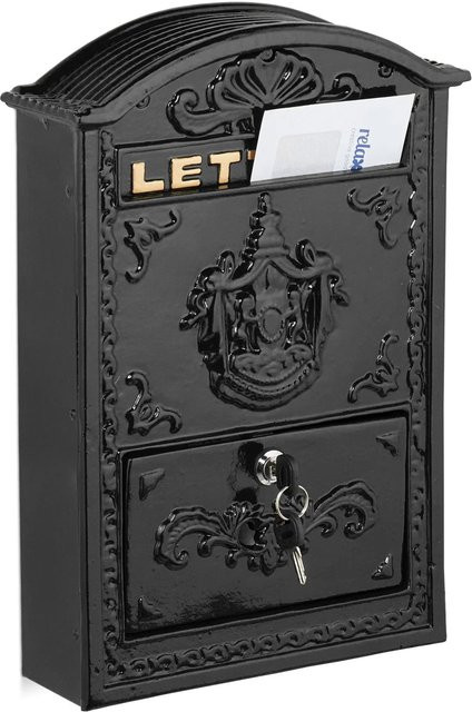 Abschließbarer Briefkasten von Relaxdays aus Aluminium und Eisen in Schwarz, B/T/H: 42 x 28 x 10 cm - Bild 1