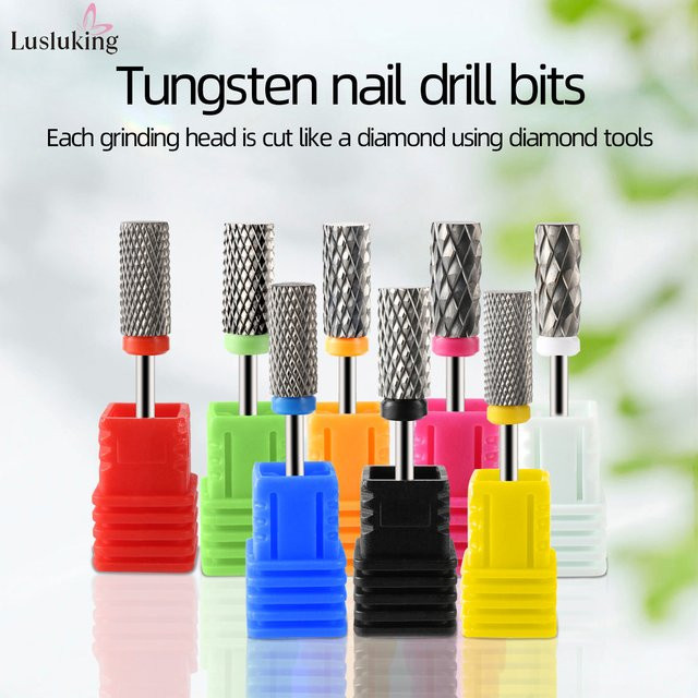 LUSLUKING Nagel Bohrer Bits, Wolfram Stahl, Flach Kopf, Grobe Körnung, Metallic - Bild 1