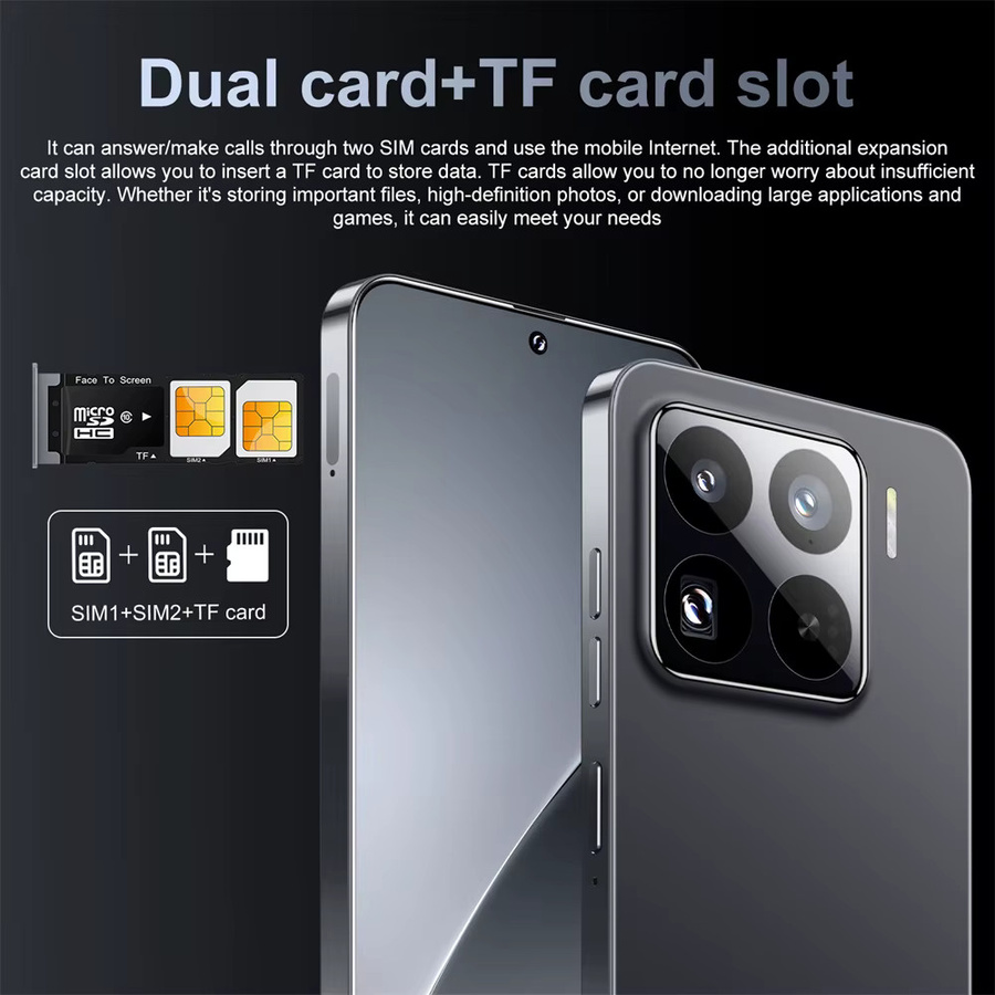 CHOTOG 14T Pro Smartphone 5G mit 7.3 HD Display, 22 GB RAM, 2 TB Speicher, Android, 8000 mAh Akku, Schwarz - Bild 4