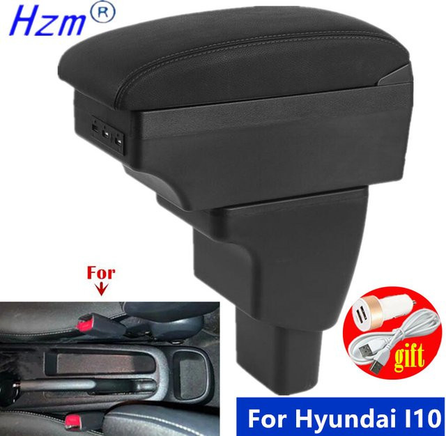 HuangZM Auto-Armlehne für Hyundai I10 als zentrale Aufbewahrungsbox in Schwarz - Bild 1
