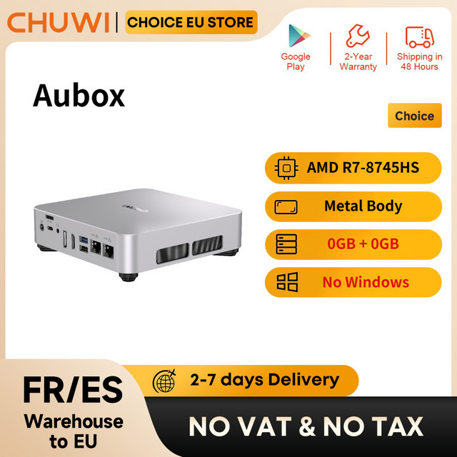 CHUWI Aubox Mini PC Gaming Desktop mit AMD Ryzen 7 8745HS, Oculink, DDR5, WiFi 6 und Bluetooth 5.2, Silber - Bild 1