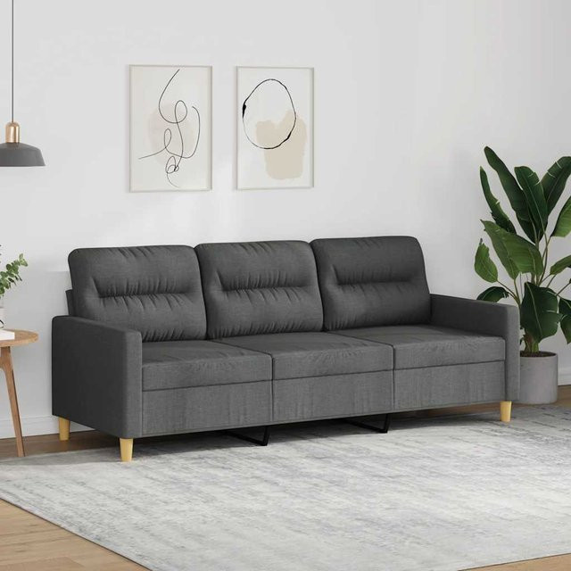 vidaXL 3-Sitzer-Sofa modern in Grau mit Stoffbezug und Metallrahmen - Bild 3