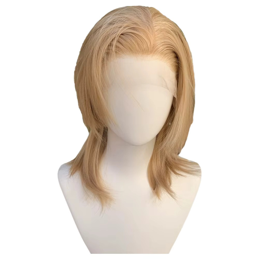 Muzinuo Mullet-Perücke, synthetisch, Lace-Front, Gold, Unisex - Bild 2