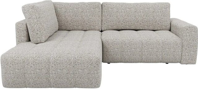 Vente-unique Sofa Loriona in Grau, L-Form mit Stoffbezug und Steppung, Breite: 275 cm - Bild 1