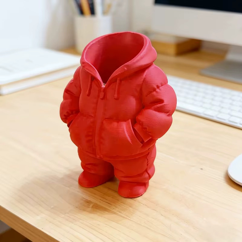 Kreativer 3D-gedruckter Stifthalter im Daunenjacken-Design als transparente Desktop-Aufbewahrungsbox für dein Zuhause - Bild 5
