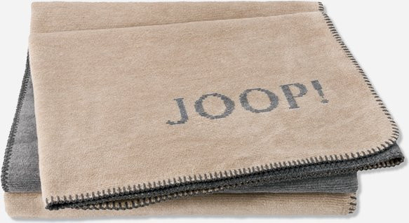Wohndecke JOOP! MELANGE-DOUBLEFACE in Sand-Beige, Reversible Decke aus Baumwolle und Polyester - Bild 1