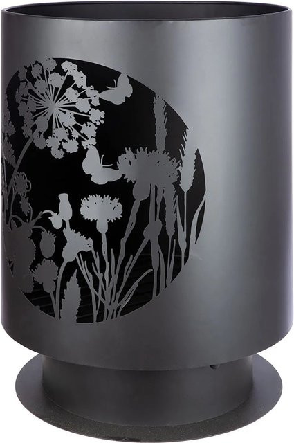Gilde Feuerkorb Wild Flowers Schwarz aus Metall, Höhe: 55,5 cm, Durchmesser: 39 cm - Bild 1