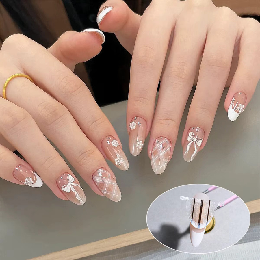 YYM Nagelaufkleber, Französische Hohlmuster, Gittermuster, Selbstklebend - Bild 2