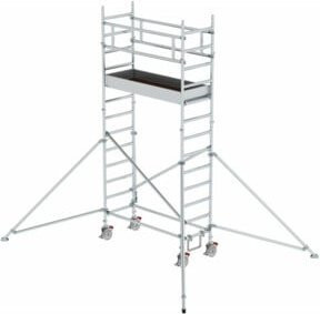 MUNK Rollgerüst aus Aluminium in Silber mit Plattform und Ausleger, B/T/H: 0,75 x 1,80 x 3,35 m - Bild 1