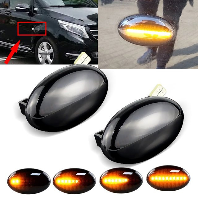 APMATAUTO Dynamische LED Seitenmarkierungsleuchten für Mercedes Benz A-Klasse W168, Vito W639 und W447, Repeater Signal Lampen für Smart W450 W452 - Bild 1