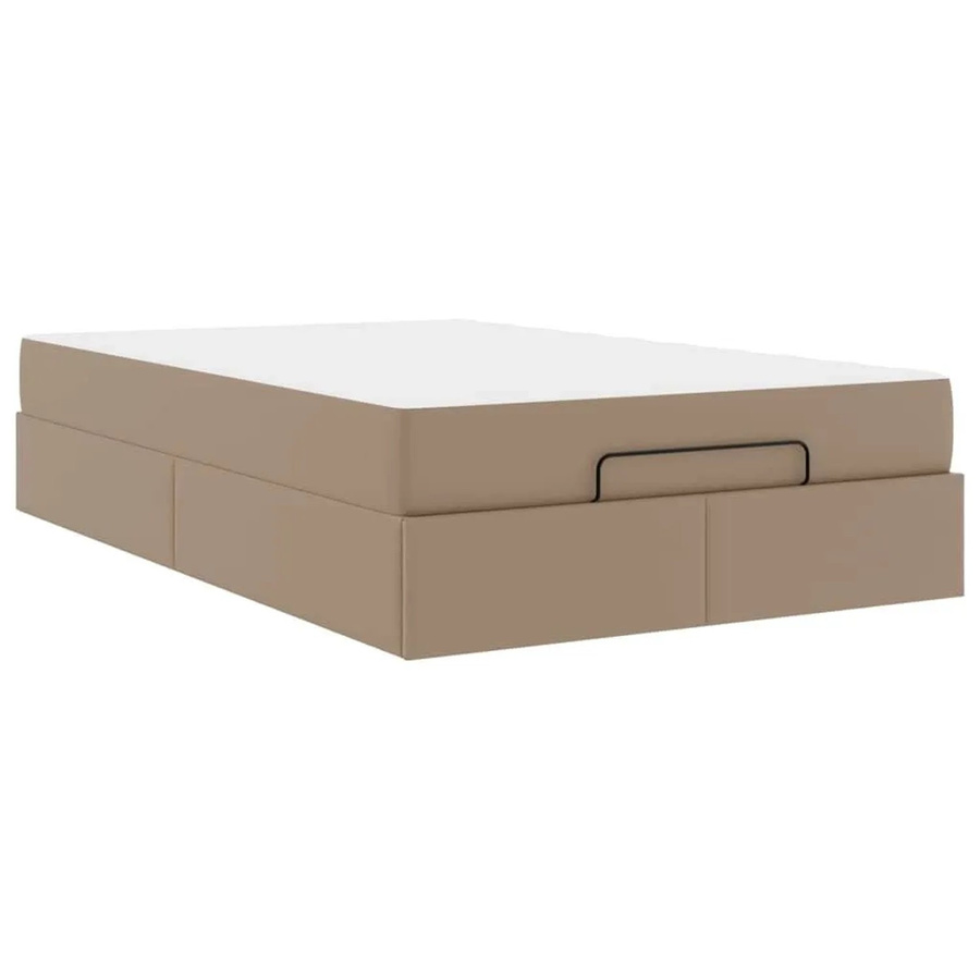 vidaXL Bettgestell mit Matratze in Beige aus Kunstleder, B/T/H: 120 x 193 x 43,5 cm - Bild 2