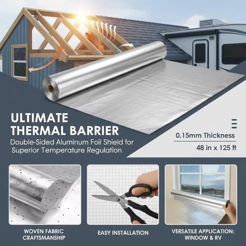 Doppelseitige Aluminium-Isolierfolie zur Wärmedämmung für Fenster und Wohnmobil-Dächer, Farbe: Silber/Rot, Breite: 122 cm, Länge: 38,1 m - Bild 6