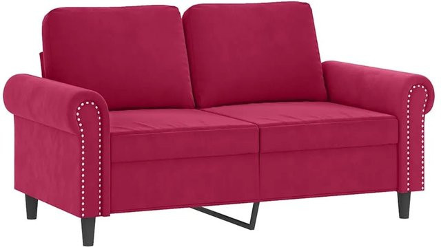 vidaXL 2-Sitzer-Sofa in Weinrot mit Zierkissen aus Samt und Metallgestell - Bild 1