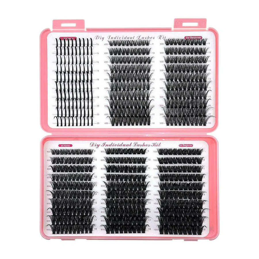 LMo Wimperncluster-Set, 6 Styles, 10–20 mm, D-Curly Volume, Black, Unisex - Bild 6