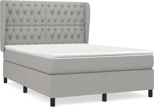 vidaXL Boxspringbett mit Matratze in Hellgrau, Hybrid-Bett mit Taschenfederkern, B/T: 140 x 200 cm - Bild 1