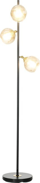 HOMCOM Stehlampe aus Metall mit 3 Chrom-Lampenschirmen in Schwarz und Silber, Höhe: 162 cm, Durchmesser: 36 cm - Bild 1