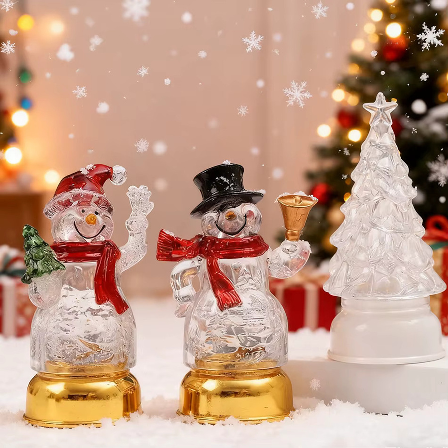 Niedliches Weihnachts-Schneemann-Nachtlicht als Tischdekoration in Multicolour mit Batteriebetrieb - Bild 2
