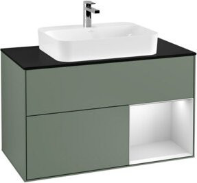 V&B Waschtischunterschrank Finion 100 mit Wandbeleuchtung, Weiß lackiert, B/T/H: 100 x 50,1 x 50,1 cm - Bild 1