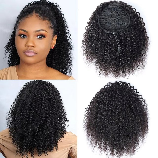 Dula A Hair Afro Kinky Curly Pferdeschwanz, Clip-in-Extensions, Unisex - Bild 1