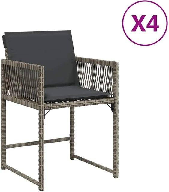 Furnicato Gartenstuhl aus PE-Rattan in Grau, klappbar mit Stahlgestell, B/T/H: 50,5 x 54 x 79 cm - Bild 1