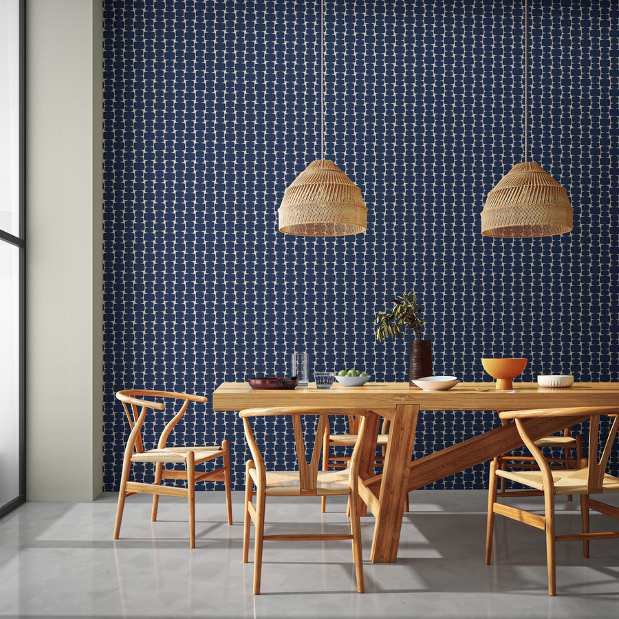 Scion Tapete Little Lohko in Indigo/Jasmine mit abstraktem geometrischem Muster für das Kinderzimmer - Bild 1