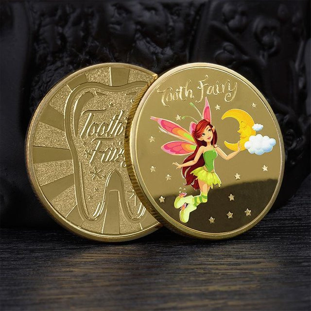 Zahnfee-Gedenkmünze, Metall, gold, Kinder - Bild 1