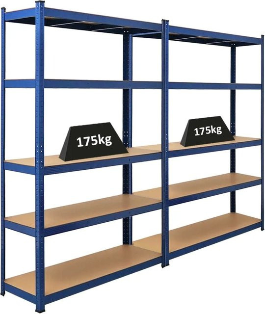 2er Set PROREGAL Schwerlastregal Ragnar in Blau, H x B x T: 180 x 120 x 40 cm, mit verstellbaren Fachböden aus MDF und Metall für Garage oder Werkstatt - Bild 1