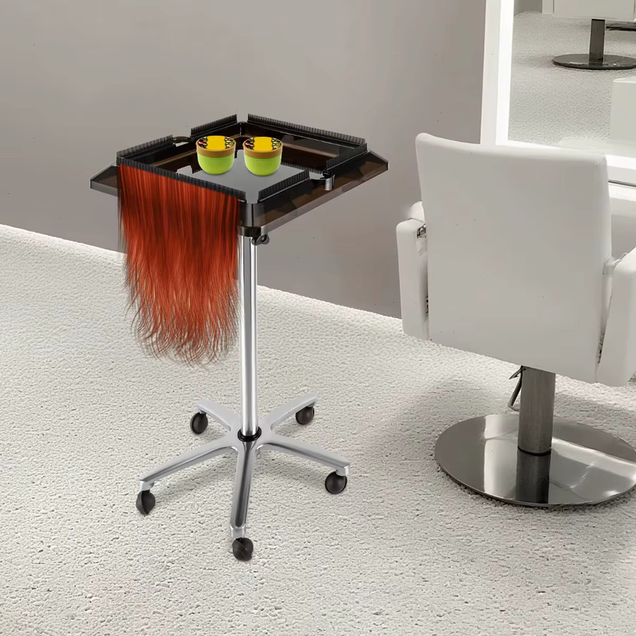 Bymaocar Mobiler Friseurwagen aus Metall in Schwarz und Silber als Organizer für Friseurwerkzeuge, Kämme, Bürsten und Färbeschalen - Bild 3