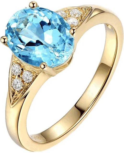 YIRAN Jewelry 5 Ringe Kristall Aquamarin, Damen - Bild 1
