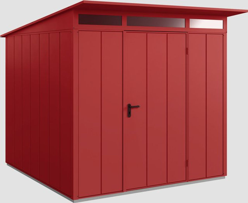 Ecostar Gerätehaus Elegant-P aus Metall in Rot, B/H/T: 238 x 232,3 x 238 cm - Bild 4