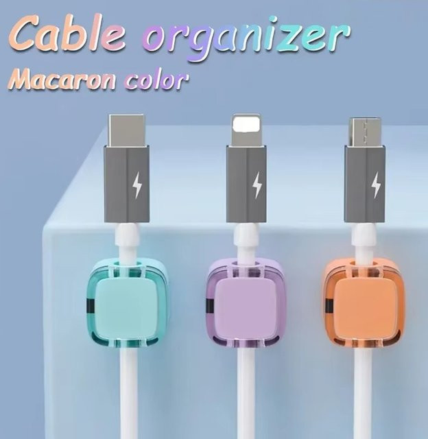 KAFNHCKA Magnetischer Clip-Kabel-Organizer aus Acryl in Schwarz und Bunt, Verstellbarer Kabelhalter für universelles Kabelmanagement und USB-Ladekabel - Bild 1