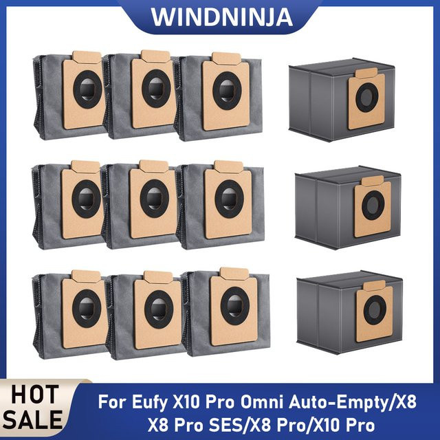 WINDNINJA Staubbeutel für Eufy X10 Pro Omni und X8 Pro Roboterstaubsauger inklusive Selbstentleerungsstation - Bild 1
