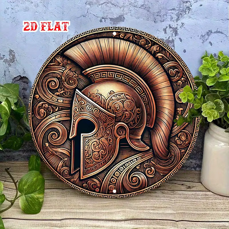 HELLOYOUNG Runde Metall-Wandkunst im Retro-Stil mit abstraktem geometrischem Design, Durchmesser: 20 cm - Bild 2