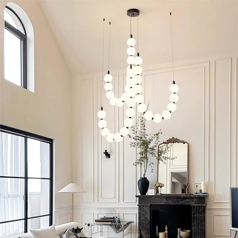 Gbbmade Pendelleuchte im skandinavischen Stil mit weißem Glasschirm für Wohnzimmer und Treppenhäuser - Bild 2
