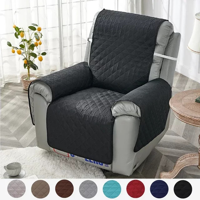 WANERQU Rutschfester 1-Sitzer Liege Sofa Bezug aus Polyester in Schwarz - Bild 1