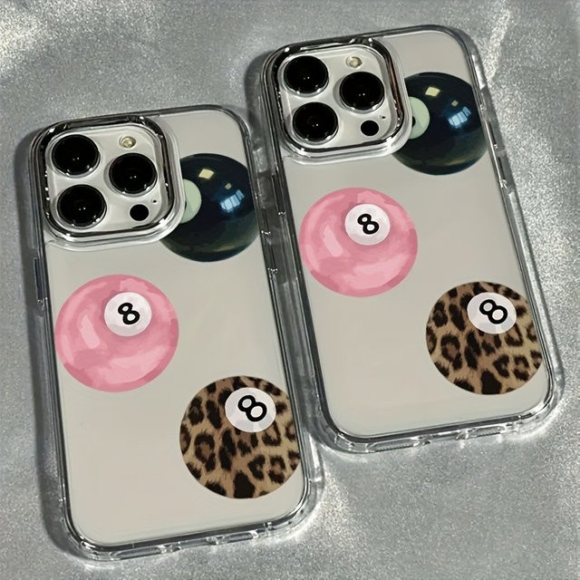 Personalisierte iPhone Schutzhülle mit Nr. 8 Billardkugel Design, transparent mit galvanisiertem Rahmen, stoßdämpfend, passend für iPhone 17, 16 Pro Max, 15, 14 Plus, 13, 12 und 11 - Bild 1