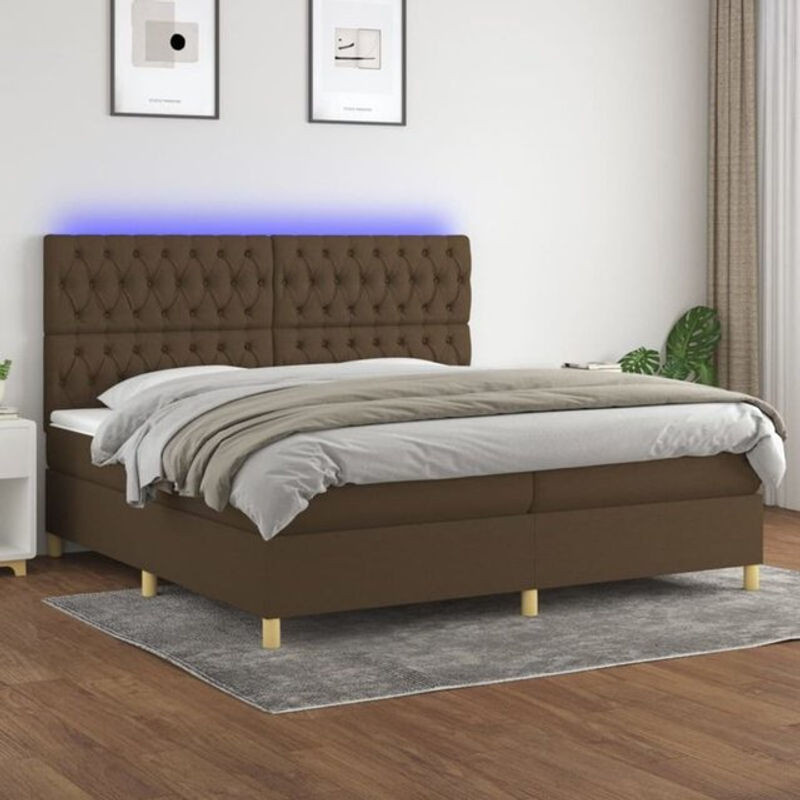 Vidaxl Boxspringbett mit Matratze aus Stoff in Braun mit den Maßen B: 200 cm, H: 118 cm, T: 200 cm - Bild 1