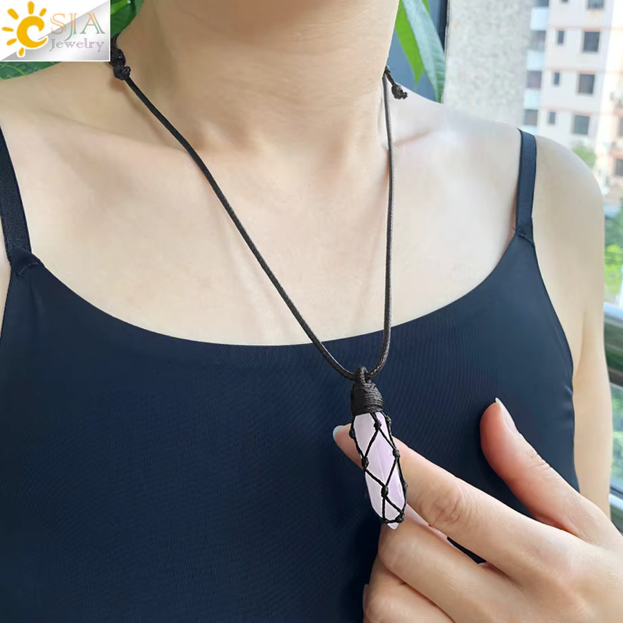Csja Halskette, Rose Quarz, Amethyst, Aventurin, Tigerauge, Unisex - Bild 2
