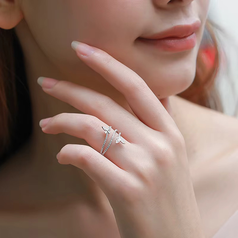Huitan Ringe Schmetterling, Silber, Zirkonia, Damen - Bild 2