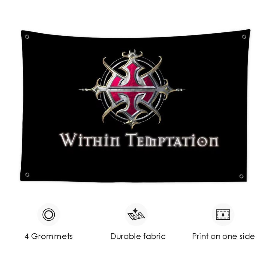 W-WITHIN TEMPTATION Rock Flags Banner zur Wand- und Garagentordekoration mit Metallschnalle - Bild 3