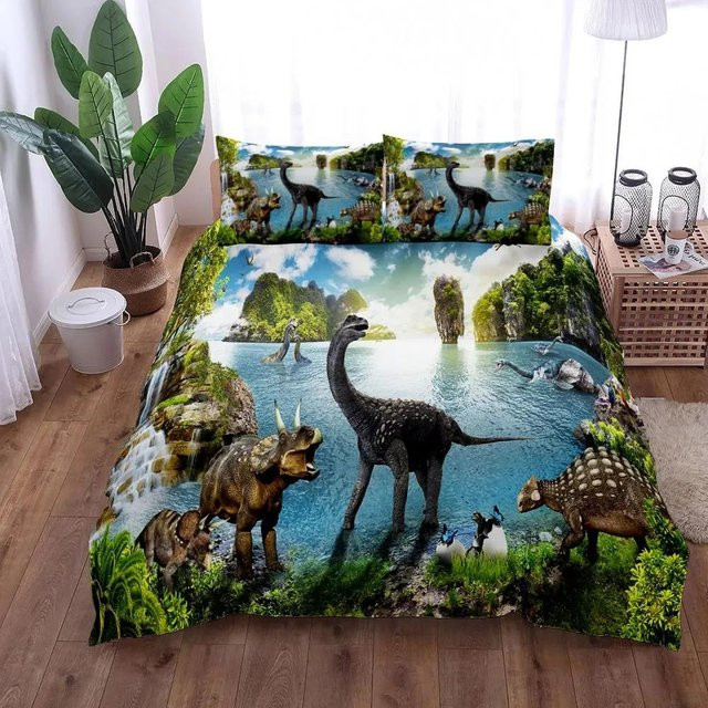 Dinosaurier Unterwasser Bettwäsche Set von Binchi Fitness mit Motiv Anime Design, Mehrfarbig, B/H: 135 x 200 cm - Bild 1