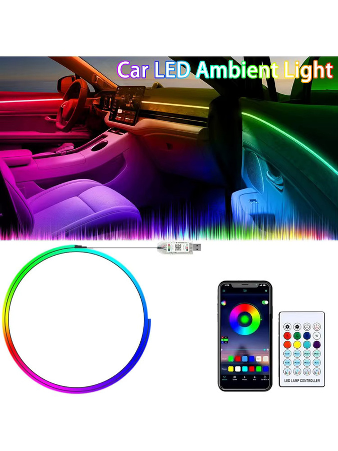 YSRSAI RGB LED Auto Umgebungslicht mit App- und Fernbedienung, USB 5V Fußlicht in Multicolour, Schwarz - Bild 6