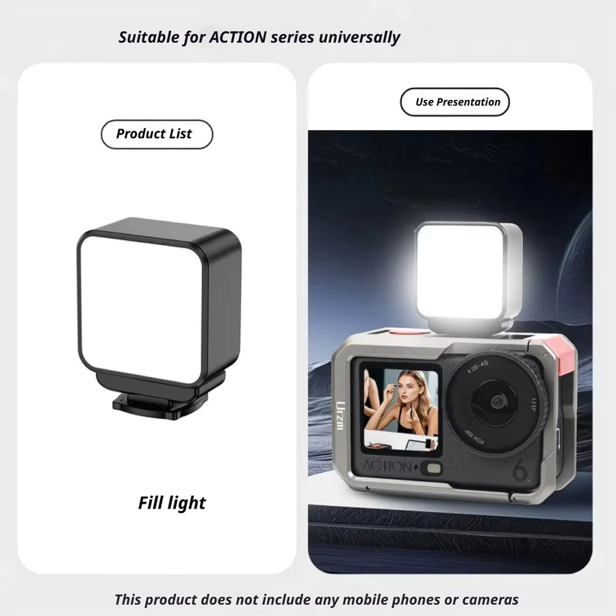 Magnetisches Mini-LED-Videolicht für DJI Osmo Pocket 4 und Pocket 3 in Schwarz, tragbares und wasserdichtes Vlogging-Licht für Live-Übertragungen - Bild 6